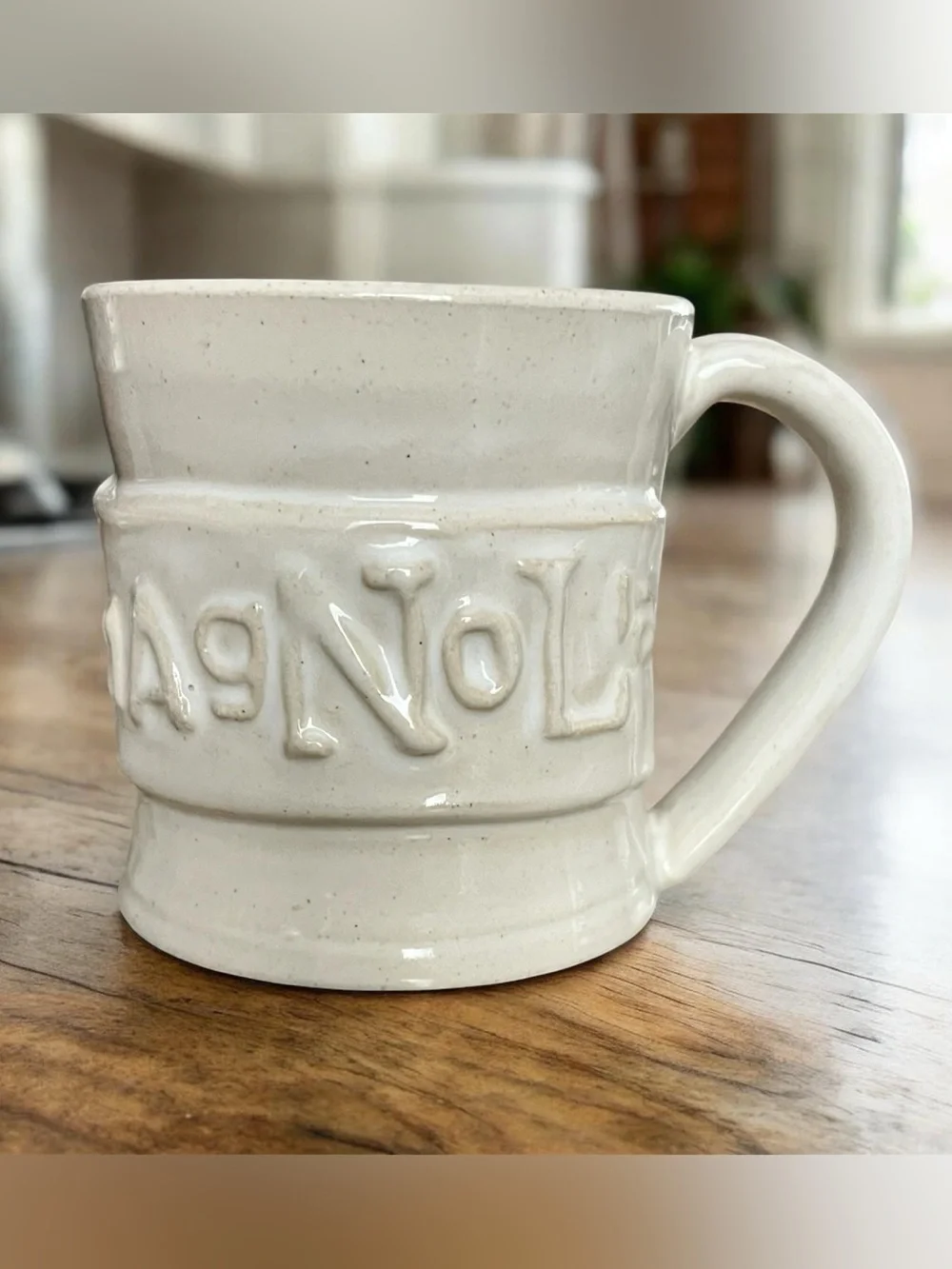 Magnolia Coffee Mug 3D Raised Lettering Textured Rustic